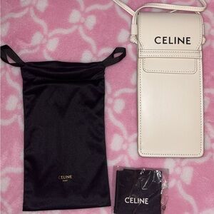 CELINE sunglasses/phone leather cross body purse